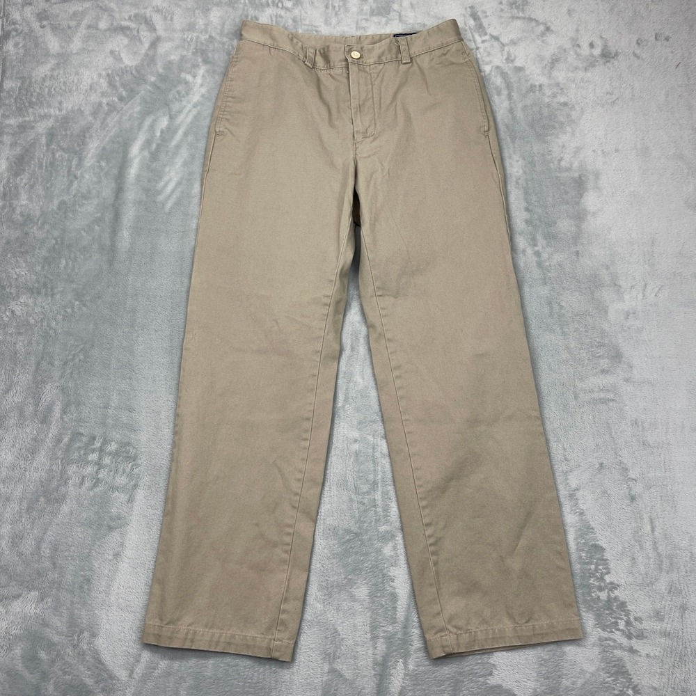 Vineyard Vines Club Pants Womens 30x30‎ Tan Cotton Twill Flat Front Straight Leg
